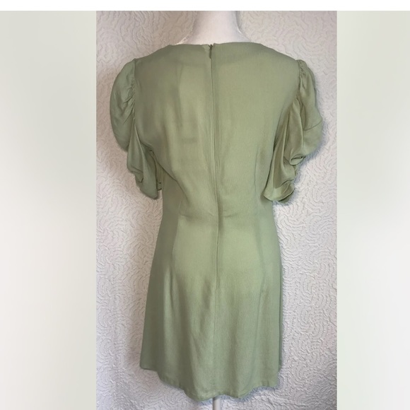 BILLIE The Label Revolve Helena Mini Dress Women’s Sage Green Puff Sleeves - Picture 5 of 16